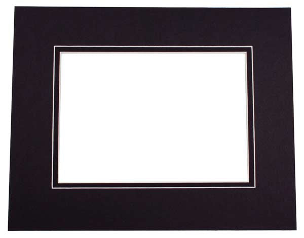 Passepartout dubbeldik zwart/zwart 27,9x35,6cm met 19,4x24,5cm venster (10 stuks) [MD20134]
