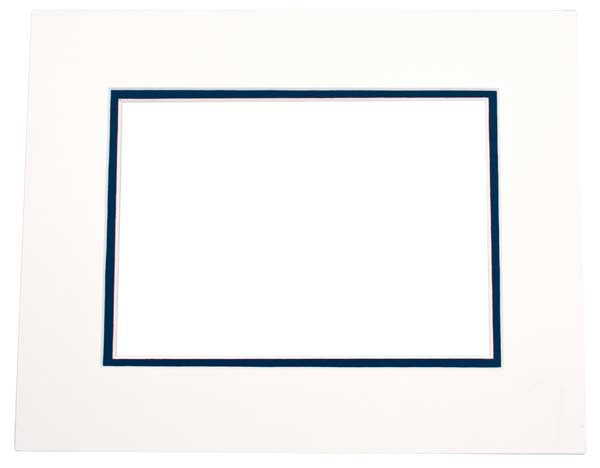 Passepartout dubbeldik ivoor/donker blauw 20,3x25,4cm met 11,8x16,8cm venster (10 stuks) [MD20040]
