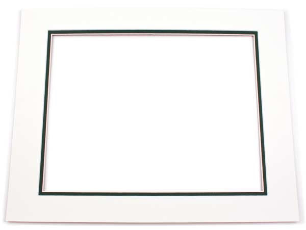 Passepartout dubbeldik ivoor/donker groen 27,9x35,6cm met 19,4x24,5cm venster (10 stuks) [MD20035]