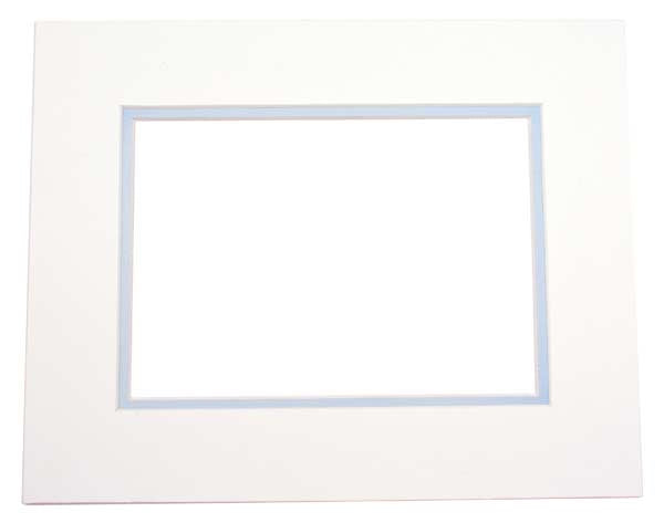 Double Passe Partout Ivoire/Bleu clair. 19 x 24 pour le découpage intérieur.. 27.9 x 35.6cm (10 Pièces) [MD20025]