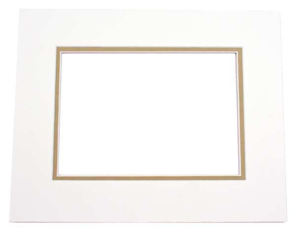 Passepartout dubbeldik ivoor/olijfgroen 20,3x25,4cm met 11,8x16,8cm venster (10 stuks) [MD20017]