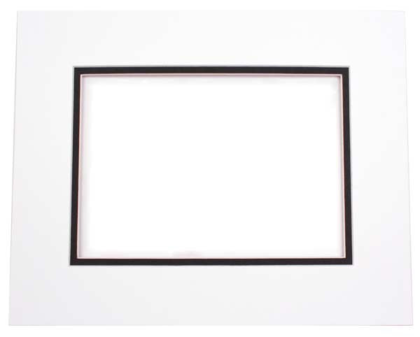 Double Passe Partout Blanc/Noir 17 x 47cm pour le découpage intérieur. 45.7 x 61.0cm (10 Pièces) [MD20098]