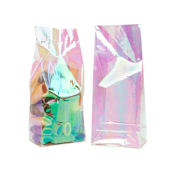 Soufflet à fond plat avec insertion de papier Iridescent 12,7x7,6x30,5cm (50 pièces) [HFGPB1]