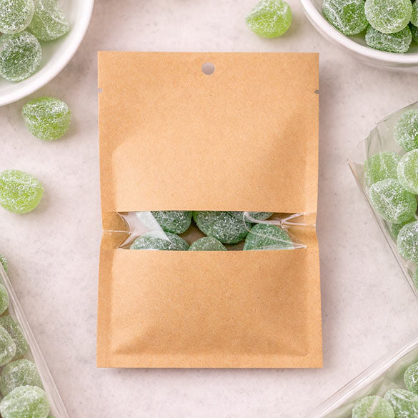 Sachet Kraft compostable et Thermoscellable ouvert avec fenêtre 11,2x15,7cm (100 Pieces) [KHS46W]