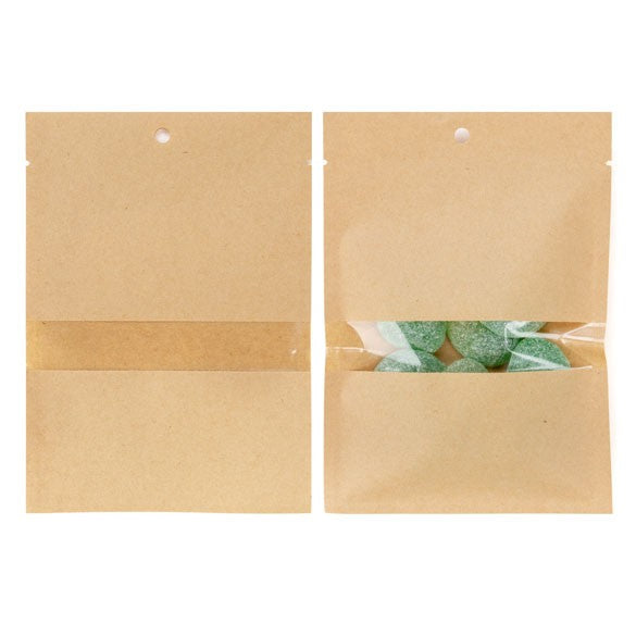 Sachet Kraft compostable et Thermoscellable ouvert avec fenêtre 11,2x15,7cm (100 Pieces) [KHS46W]