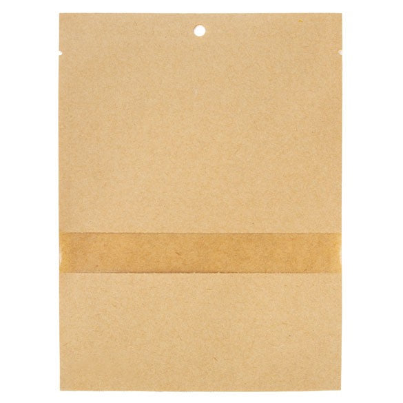 Sachet Kraft compostable et Thermoscellable ouvert avec fenêtre 13,7x18,5cm (100 Pieces) [KHS57W]