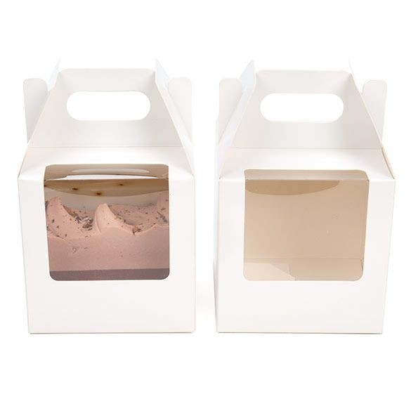 Witte Kraft Doosjes Met Handvat En Venster 10.2x10.2x10.2 cm (25 stuks) [WGWG57]