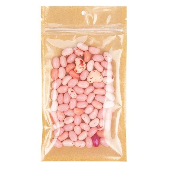 Sachet kraft avec face avant transparente 10.2 x 16.5 cm avec encoches (100 pièces) [HZB5KC]