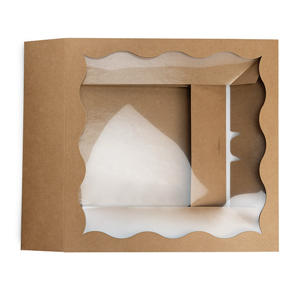 Boîte en papier kraft avec fenêtre festonnée 30,5x6,4x30,5 cm (25 pcs) [WKRG122]
