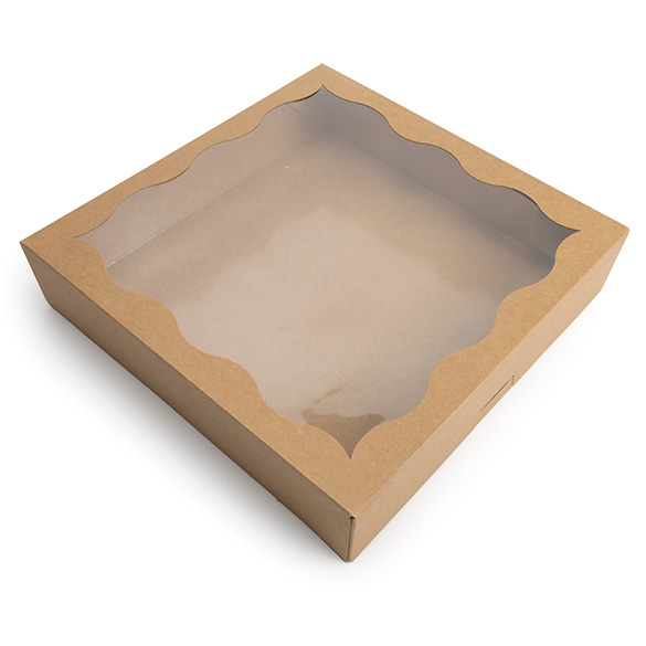 Boîte en papier kraft avec fenêtre festonnée 30,5x6,4x30,5 cm (25 pcs) [WKRG122]