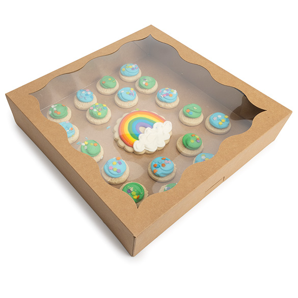 Boîte en papier kraft avec fenêtre festonnée 30,5x6,4x30,5 cm (25 pcs) [WKRG122]