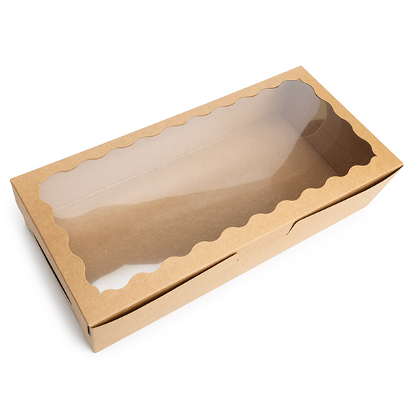 Kraft Doosjes met Gegolfd Venster 30x6,5x14cm (25 stuks) [WKRG125]