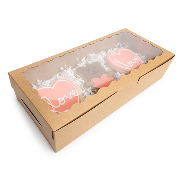 Kraft Doosjes met Gegolfd Venster 30x6,5x14cm (25 stuks) [WKRG125]