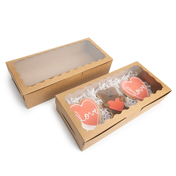 Kraft Doosjes met Gegolfd Venster 30x6,5x14cm (25 stuks) [WKRG125]