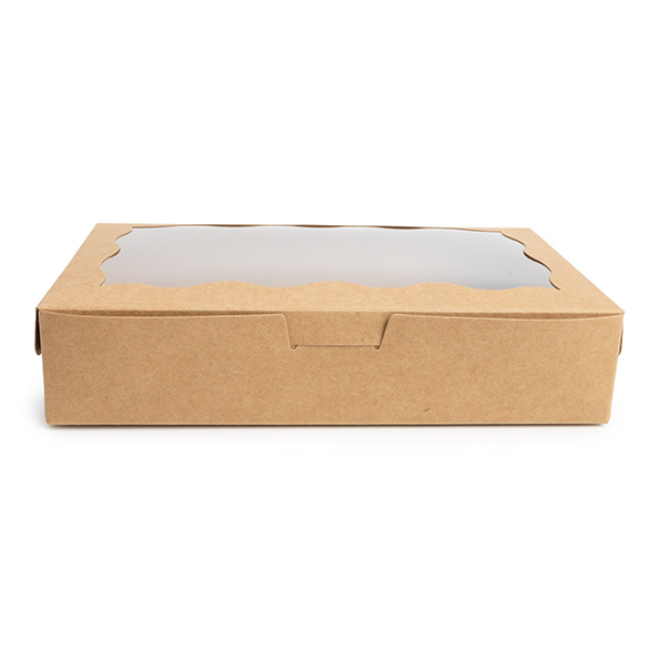 Boîte en papier kraft avec fenêtre festonnée 17,8x3,8x11 cm (25 pcs) [WKRG74]