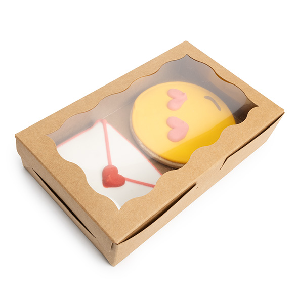 Boîte en papier kraft avec fenêtre festonnée 17,8x3,8x11 cm (25 pcs) [WKRG74]