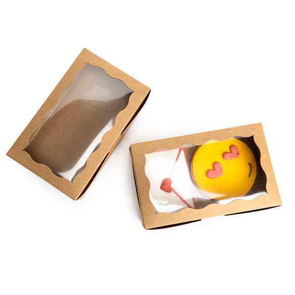 Boîte en papier kraft avec fenêtre festonnée 17,8x3,8x11 cm (25 pcs) [WKRG74]