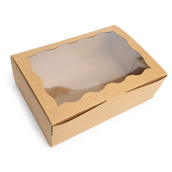 Kraft Doosjes met Gegolfd Venster 22,1x7x15,1cm (25 stuks) [WKRG86]
