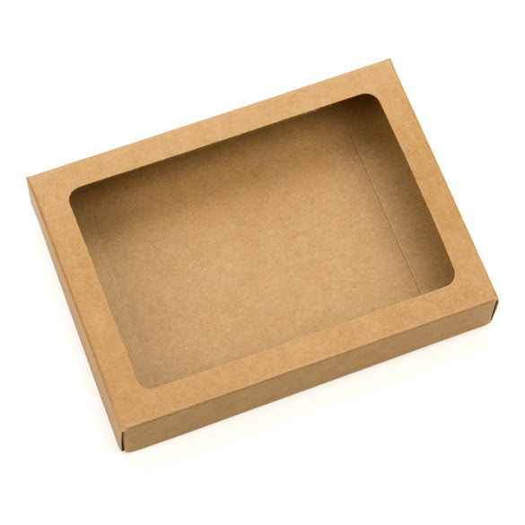 boite en kraft marron avec fenêtre 9.4x2.2x13.2cm (25 Pieces) [WKR246]