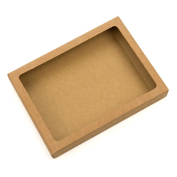 boite en kraft marron avec fenêtre découpée 12.4x2.2x16.8cm (25 Pieces) [WKR267]