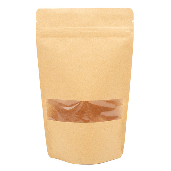 Doypack Kraft avec fenêtre horizontale 13x7.9x20.6cm | 113g (100 pièces) [ZBGW3K]