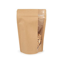 Stand Up Zipper Pouch w/ Vertical Window Kraft 14.9x8.9x23.2 cm