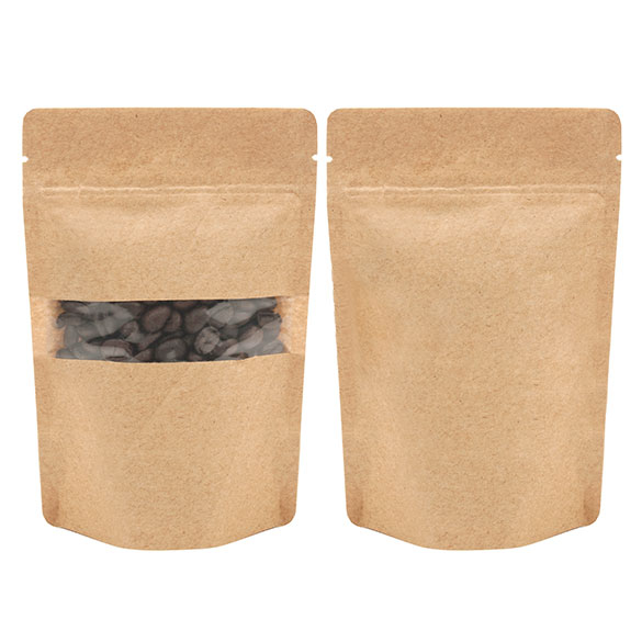 Doypack Kraft avec fenêtre horizontale 10.2x6x15.2cm | 57g (100 pièces) [ZBGW2K]