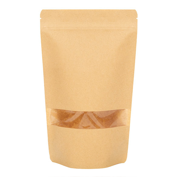 Doypack Kraft avec fenêtre horizontale 17.1x8.9x28.5cm | 340g (100 pièces) [ZBGW4K]