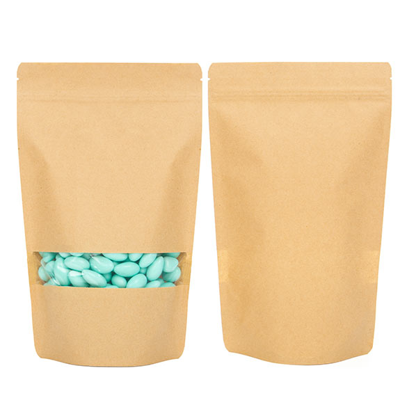 Doypack Kraft avec fenêtre horizontale 17.1x8.9x28.5cm | 340g (100 pièces) [ZBGW4K]