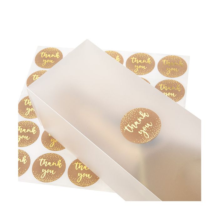 Autocollant rond Thank You (Kraft avec Texte Or) 3,8 cm (1 Feuille) [LS1HKTY]