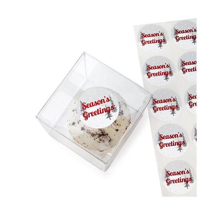Autocollant rond Season's Greetings (Gris/Blanc avec Rouge Hot Stamp) 3,8 cm (1 Feuille) [LS1HSG]