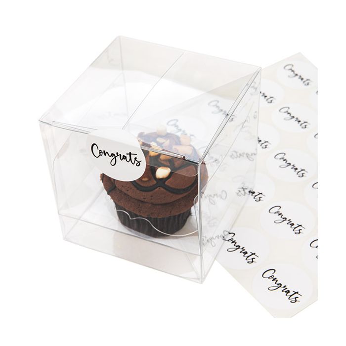 Autocollant rond Congrats (Blanc avec Texte Noir) 3,8 cm (1 Feuille) [LS1HWC]