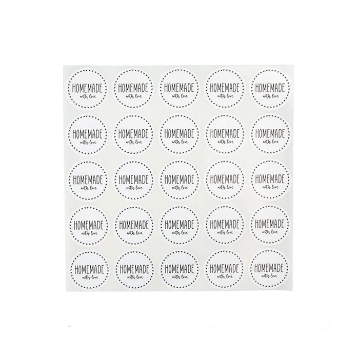Autocollant rond Homemade avec Love (Blanc avec Texte Noir) 5,1 cm (1 Feuille) [LS2HML]