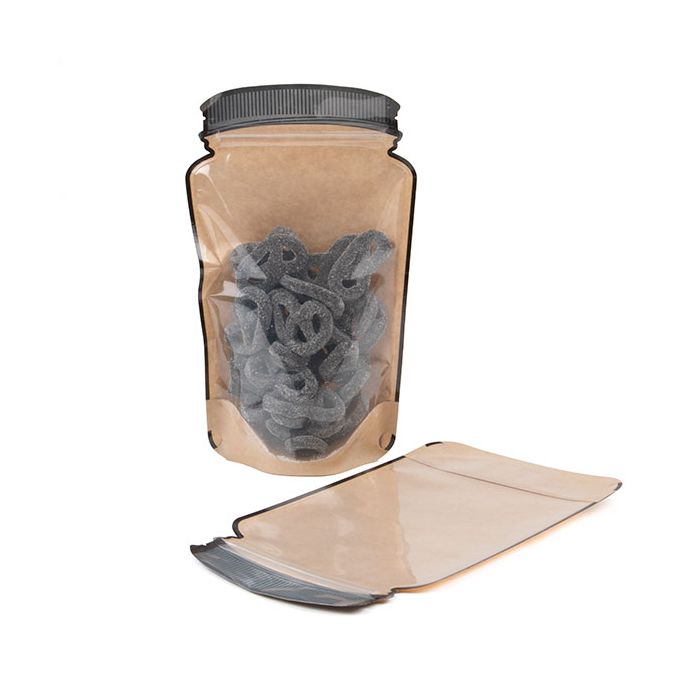 Pochette à fermeture éclair Mason Jar Kraft avec face transparente 15,2 x 7,9 x 25,4 cm (100 pièces) [SP7KCZ]