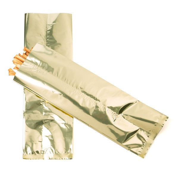 Sachet scellable à joint central laminé Qualité supérieure en or métallisé, 10.2x30.5cm (100 pièces) [SMB412G]