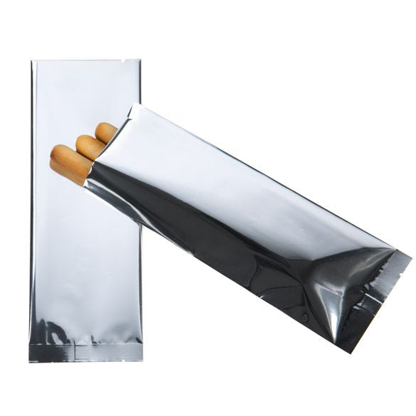 Plastiek Zakken Zilver 7,5x20,3cm Gemetalliseerd en Sealbaar (100 stuks) [SVP38S]