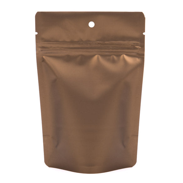 Doypack Bronze Métallisé 10,2x6x15,2cm Trou de suspension (100 pièces) [ZBGM2BZH]