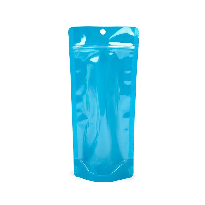 Doypack bleu fluo 10.8x6x23.8cm avec trou de suspension (100 pièces) [ZBGN1NBL]
