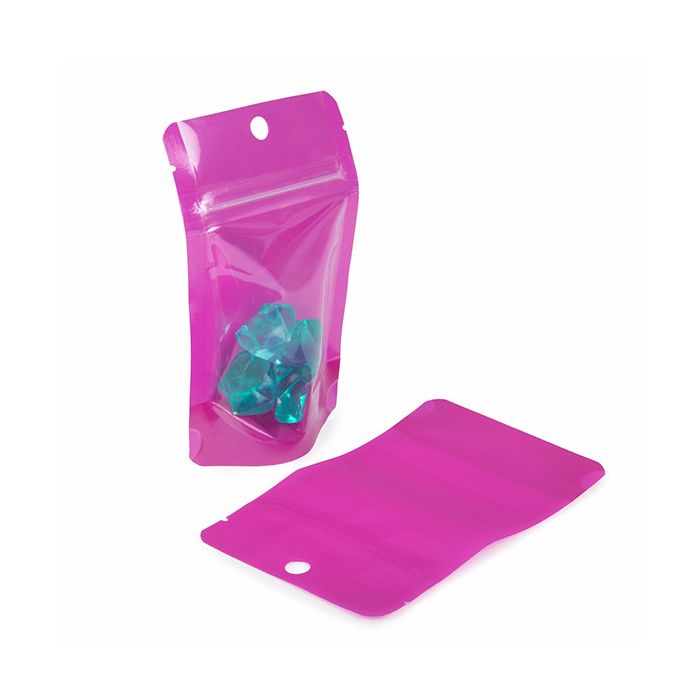 Doypack Violet fluo 7.9x5.1x13cm avec trou de suspension (100 pièces) [ZBGN1PR]
