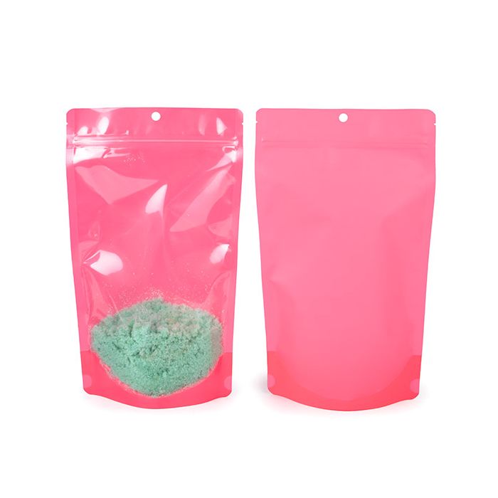 Doypack Rose Fluo 17.1x8.9x28.6cm avec trou de suspension (100 pièces) [ZBGN4PK]