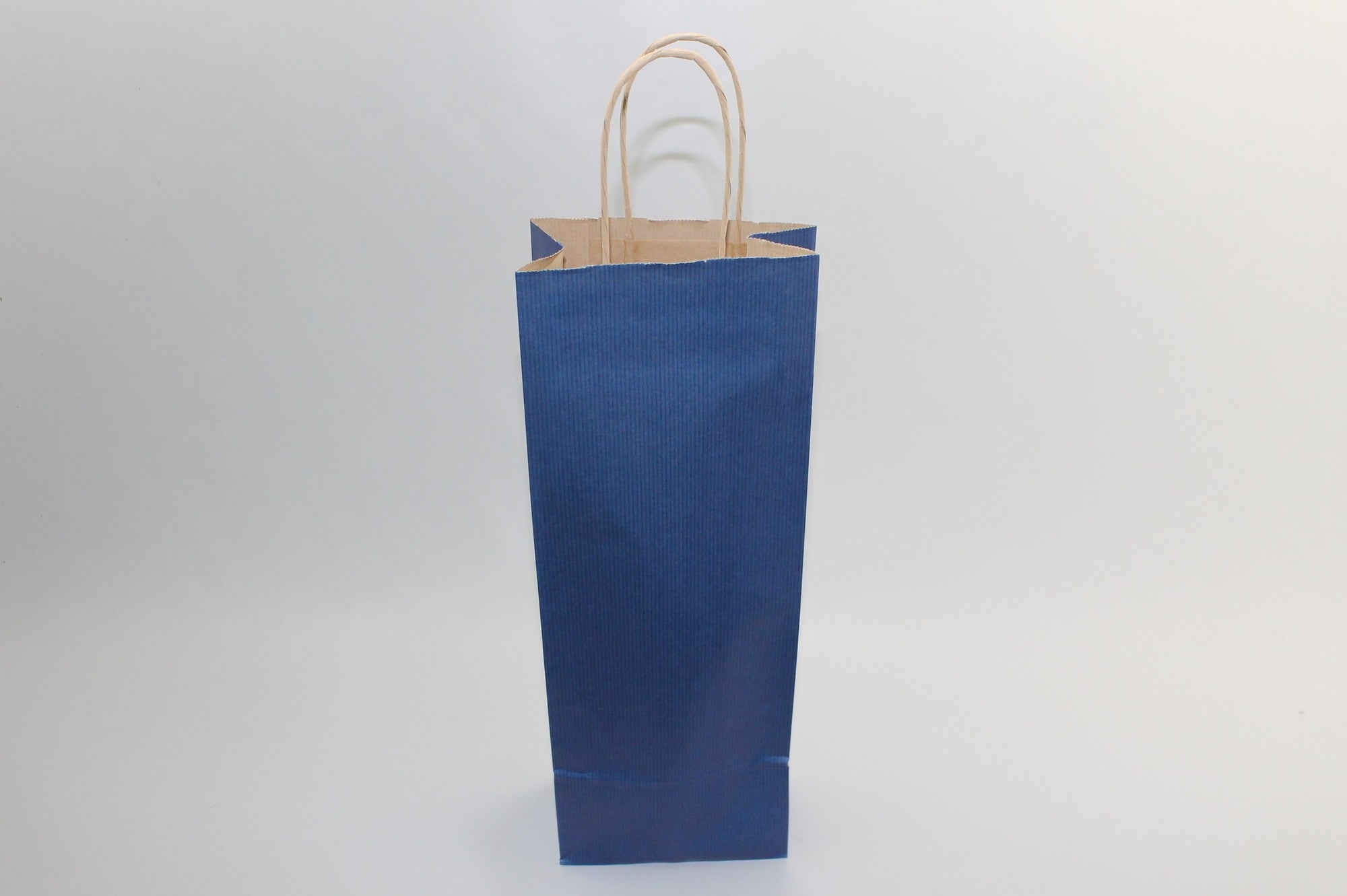 Draagtassen voor Flessen Donkerblauw 14x8x39cm Kraft papier 110 g/m (50 stuks) [PAWF1439DKBL]