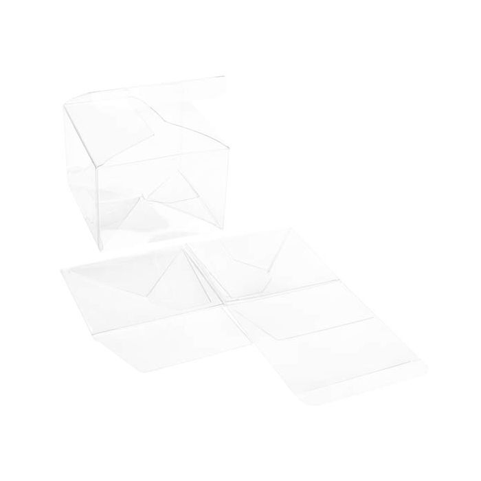 Plastic Gift Boxes 10.2x10.2x7.6cm Crystal Clear Autolock Bottom