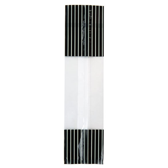 Bedrukte Zakken Zwart met Crême strepen 6,7x4,8x27,3cm met zijvouw (100 stuks) [G2BKC]