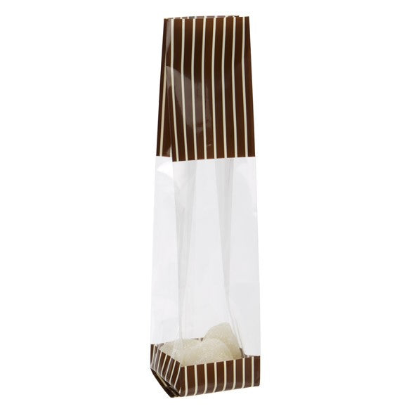 Bedrukte Zakken Bruin met Crême strepen 5,1x4,8x24,1cm met zijvouw (100 stuks) [G1BNC]