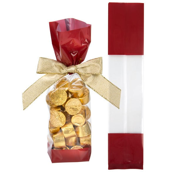 Bedrukte Zakken Rood 5,1x4,8x24,1cm met zijvouw (100 stuks) [G1RD]