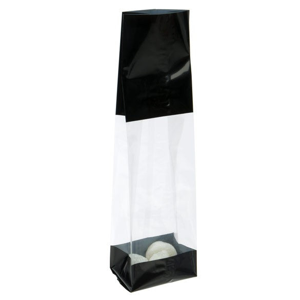 Sachet SOS imprimé transparent avec extrémités noires 6.7x4.8x27.3 cm (100 pièces) [G2BK]