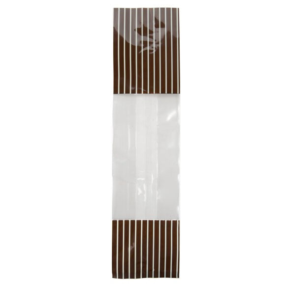 Bedrukte Zakken Bruin met Crême strepen 6,7x4,8x27,3cm met zijvouw (100 stuks) [G2BNC]