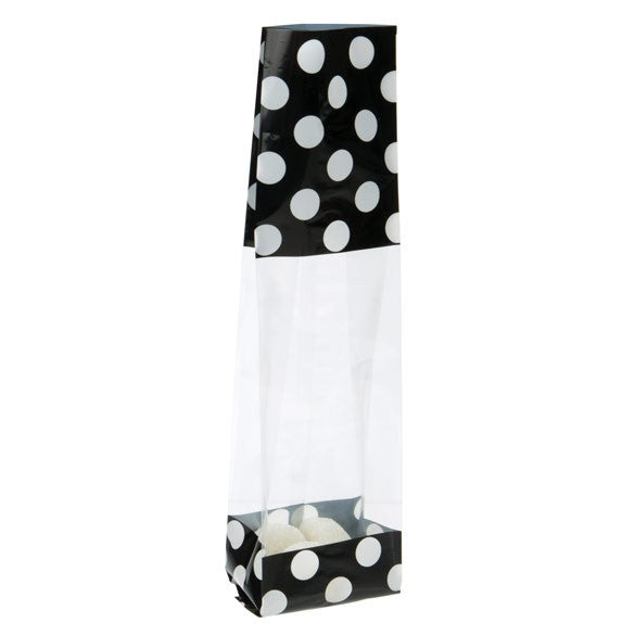 Bedrukte Zakken Zwart met witte stippen 6,7x4,8x27,3cm met zijvouw (100 stuks) [G2BW]
