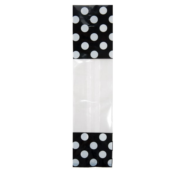 Bedrukte Zakken Zwart met witte stippen 6,7x4,8x27,3cm met zijvouw (100 stuks) [G2BW]