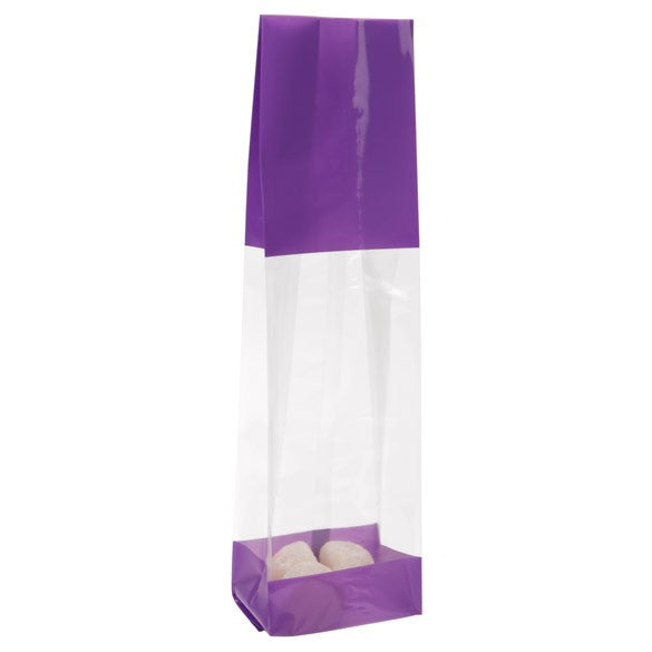 Sachet SOS imprimé transparent avec extrémités en violets 6.7x4.8x 27.3 cm (100 pièces) [G2PL]